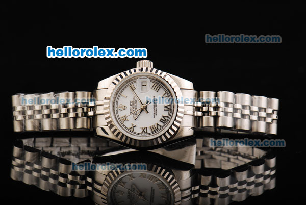 Rolex Datejust Oyster Perpetual Automatic Full White With Rome Hour Markers-Lady Size - Click Image to Close